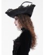 Devil Fashion Black Gothic Lace Applique Feather Pirate Hat for Women