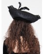 Devil Fashion Black Gothic Lace Applique Feather Pirate Hat for Women