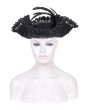 Devil Fashion Black Gothic Lace Applique Feather Pirate Hat for Women