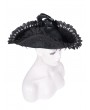 Devil Fashion Black Gothic Lace Applique Feather Pirate Hat for Women