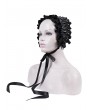 Devil Fashion Black Gothic Faux Leather Frill Ribbon Bonnet Headband