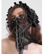 Devil Fashion Black Gothic Punk Half Face Veil Mask with Detachable Chain