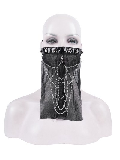 Devil Fashion Black Gothic Punk Half Face Veil Mask with Detachable Chain