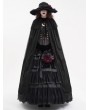 Devil Fashion Black Gothic Embroidered Lace Hooded Long Cloak for Women