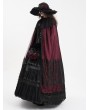 Devil Fashion Wine Red Gothic Embroidered Lace Hooded Long Cloak for Women