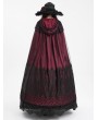 Devil Fashion Wine Red Gothic Embroidered Lace Hooded Long Cloak for Women