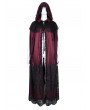 Devil Fashion Wine Red Gothic Embroidered Lace Hooded Long Cloak for Women