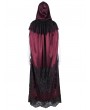 Devil Fashion Wine Red Gothic Embroidered Lace Hooded Long Cloak for Women