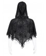 Devil Fashion Black Gothic Spider Web Mesh Hooded Bat Cloak for Women