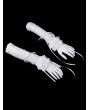 Devil Fashion White Gothic Lace Ruffle Lace-Up Fingerless Gloves for Women