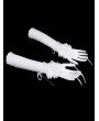 Devil Fashion White Gothic Lace Ruffle Lace-Up Fingerless Gloves for Women