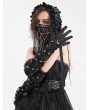 Devil Fashion Black Gothic Punk Studded Cross Strap Opera Gloves for Women