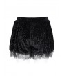 Devil Fashion Black Gothic Pattern Velvet Eyelash Lace Hot Pants for Women