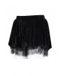 Devil Fashion Black Gothic Pattern Velvet Eyelash Lace Hot Pants for Women