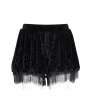 Devil Fashion Black Gothic Pattern Velvet Eyelash Lace Hot Pants for Women