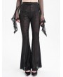 Devil Fashion Black Gothic Sexy Spider Web Mesh Flared Pants for Women