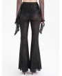 Devil Fashion Black Gothic Sexy Spider Web Mesh Flared Pants for Women