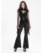 Devil Fashion Black Gothic Sexy Spider Web Mesh Flared Pants for Women