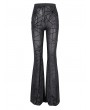 Devil Fashion Black Gothic Sexy Spider Web Mesh Flared Pants for Women