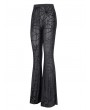 Devil Fashion Black Gothic Sexy Spider Web Mesh Flared Pants for Women