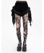 Devil Fashion Black Gothic Ruched Ruffle Trim Velvet Hot Pants for Women