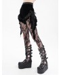 Devil Fashion Black Gothic Ruched Ruffle Trim Velvet Hot Pants for Women