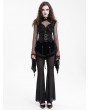 Devil Fashion Black Gothic Ruched Ruffle Trim Velvet Hot Pants for Women