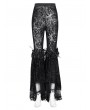 Devil Fashion Black Gothic Floral Lace Mesh Patchwork Flared Pants for Women