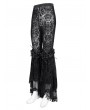 Devil Fashion Black Gothic Floral Lace Mesh Patchwork Flared Pants for Women