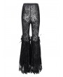 Devil Fashion Black Gothic Floral Lace Mesh Patchwork Flared Pants for Women