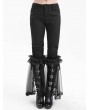 Devil Fashion Black Gothic Mesh Split Front Flared Pants for Women