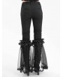 Devil Fashion Black Gothic Mesh Split Front Flared Pants for Women