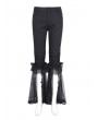 Devil Fashion Black Gothic Mesh Split Front Flared Pants for Women