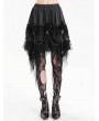 Devil Fashion Black Gothic Cross Chain Irregular Layered Frill Skirt