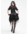 Devil Fashion Black Gothic Cross Chain Irregular Layered Frill Skirt