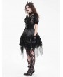 Devil Fashion Black Gothic Cross Chain Irregular Layered Frill Skirt