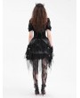 Devil Fashion Black Gothic Cross Chain Irregular Layered Frill Skirt