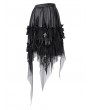 Devil Fashion Black Gothic Cross Chain Irregular Layered Frill Skirt