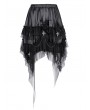 Devil Fashion Black Gothic Cross Chain Irregular Layered Frill Skirt