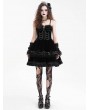 Devil Fashion Black Gothic Velvet Chain 3D Flower Short Party Slip Dress