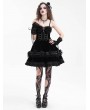 Devil Fashion Black Gothic Velvet Chain 3D Flower Short Party Slip Dress