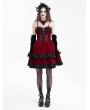 Devil Fashion Red Gothic Velvet Chain 3D Flower Short Party Slip Dress