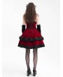 Devil Fashion Red Gothic Velvet Chain 3D Flower Short Party Slip Dress