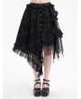 Devil Fashion Black Gothic Mesh Cross Pendant Side Split Asymmetrical Skirt