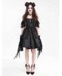 Devil Fashion Black Gothic Off-the-Shoulder Lace Halter Short Party Dress