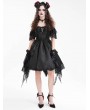 Devil Fashion Black Gothic Off-the-Shoulder Lace Halter Short Party Dress