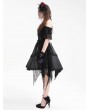 Devil Fashion Black Gothic Off-the-Shoulder Lace Halter Short Party Dress