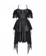 Devil Fashion Black Gothic Off-the-Shoulder Lace Halter Short Party Dress