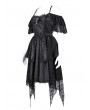 Devil Fashion Black Gothic Off-the-Shoulder Lace Halter Short Party Dress