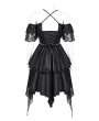 Devil Fashion Black Gothic Off-the-Shoulder Lace Halter Short Party Dress